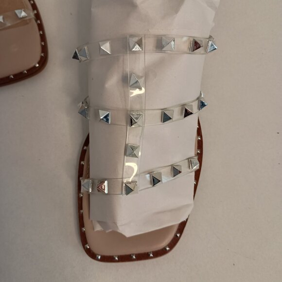 Steve Madden Studded Block Heel Clear Strappy Shoes Women’s Size 8M - Picture 7 of 12